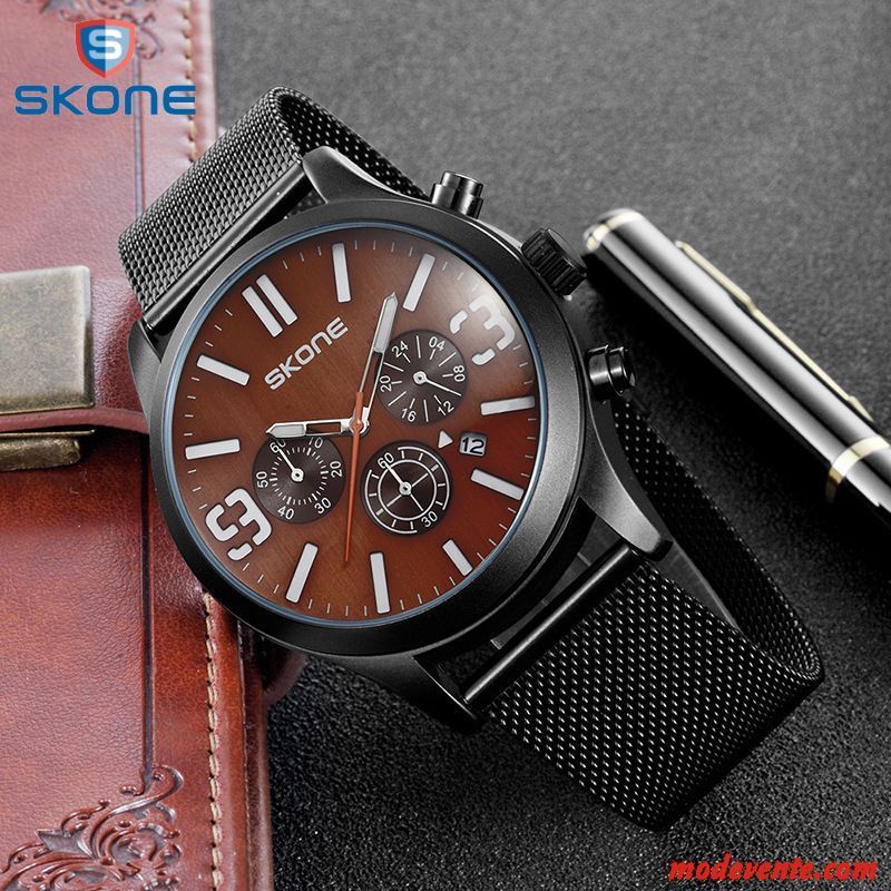 Montre Homme Petit Étanche Tendance Calendrier Montre À Bracelet Mode Noir