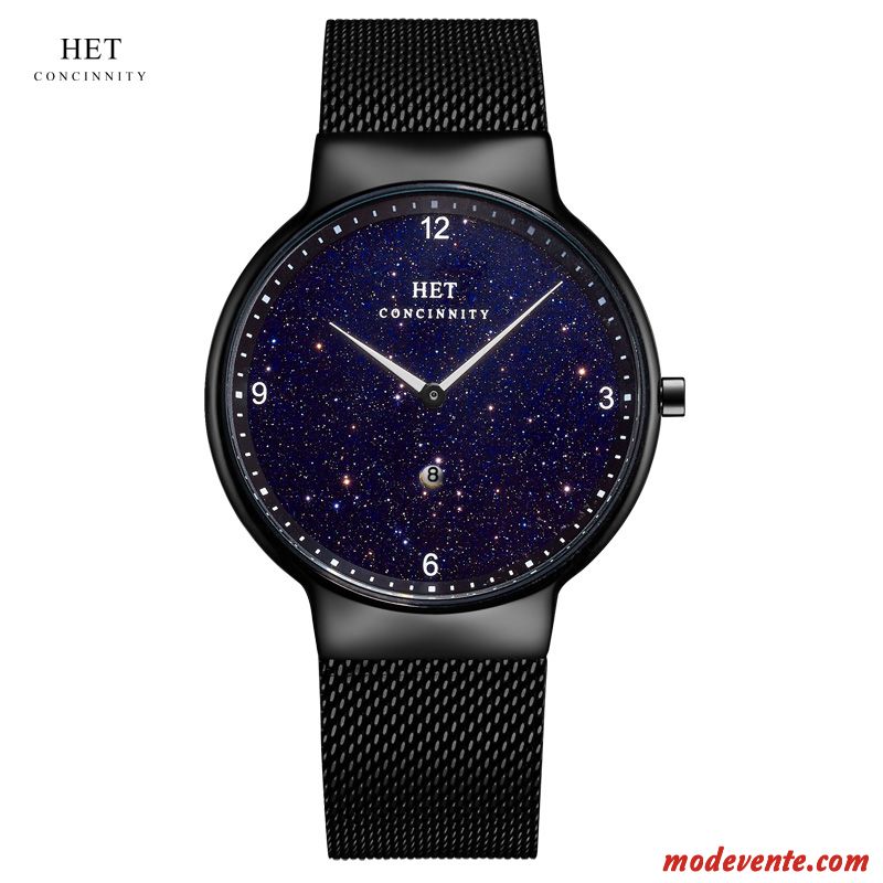 Montre Homme Réseau Ciel Étoilé Tendance Étanche Le Nouveau Montre À Bracelet Noir Rouge Or