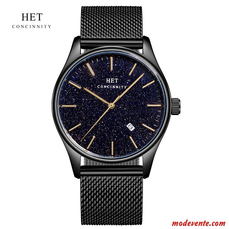 Montre Homme Réseau Ciel Étoilé Tendance Étanche Le Nouveau Montre À Bracelet Noir Rouge Or