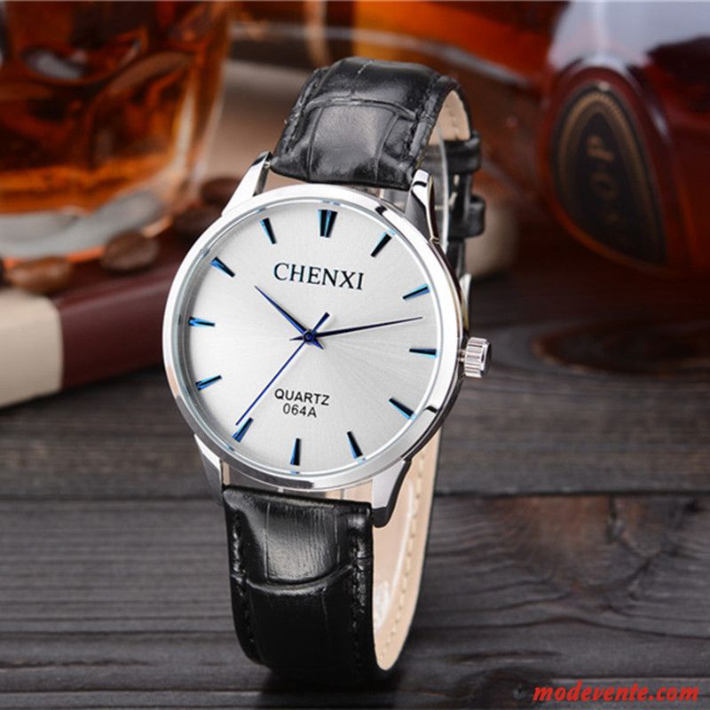 Montre Homme Simple Atmosphère Très Mince Loisir Tendance Montre À Quartz Blanc