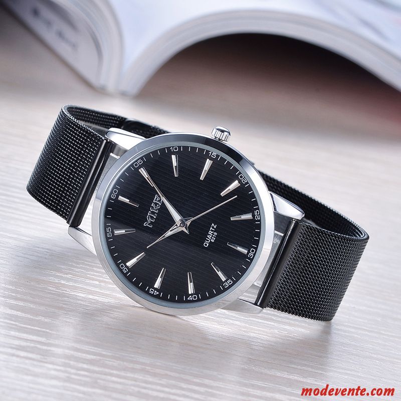 Montre Homme Simple Atmosphère Très Mince Loisir Tendance Montre À Quartz Blanc