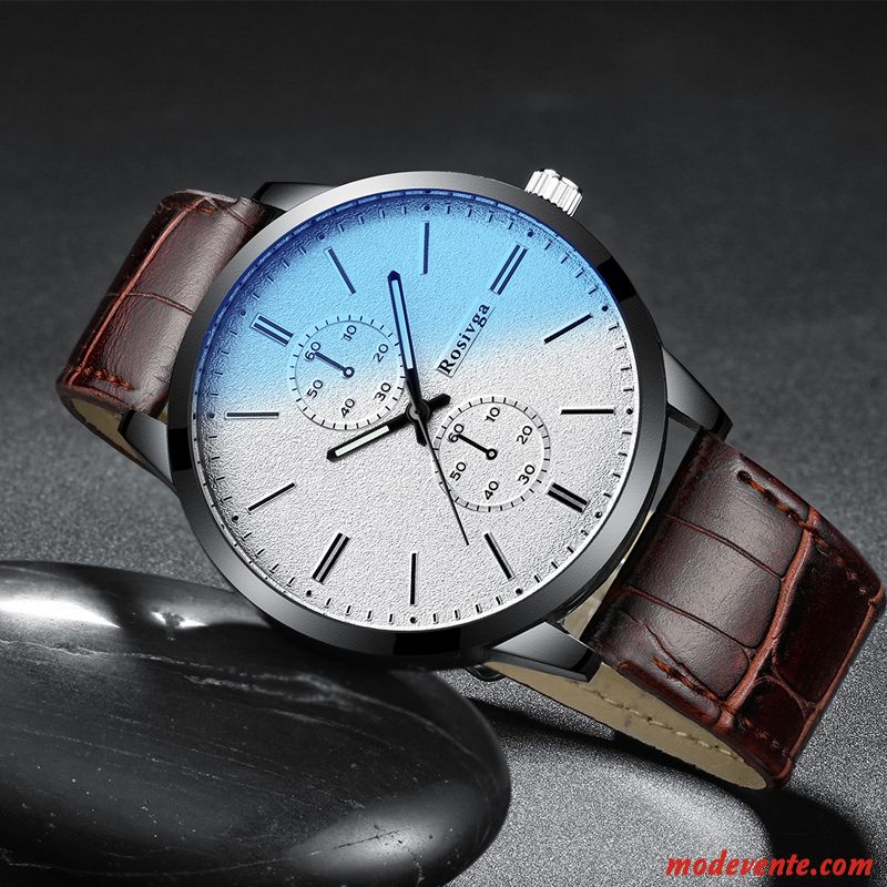 Montre Homme Simple Mode Loisir Ceinture Étanche Étudiant Bleu Noir