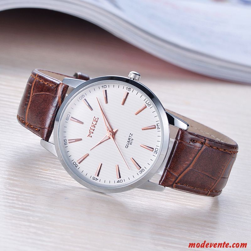 Montre Homme Simple Tendance Ultra Étanche Très Mince Mode Noir Argent