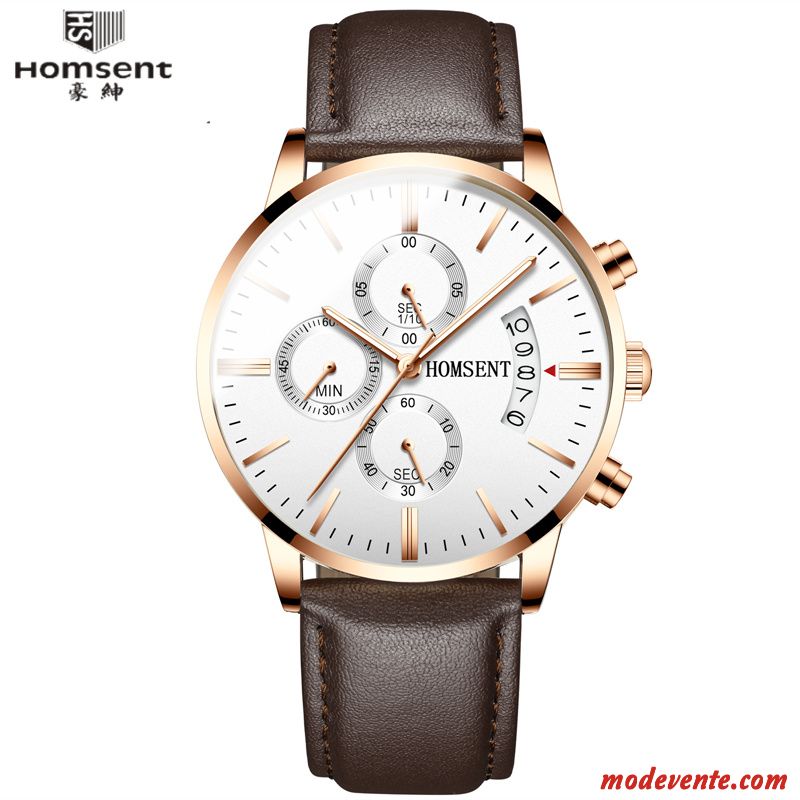 Montre Homme Sport Authentique Mode Calendrier Montre À Quartz Étanche Noir Argent