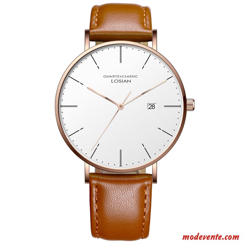 Montre Homme Tendance Authentique Le Nouveau Mode Loisir Étudiant Blanc Or