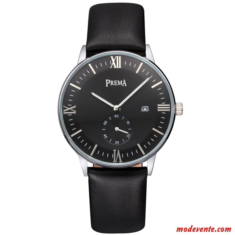 Montre Homme Tendance Calendrier Authentique Ceinture Loisir Montre À Bracelet Marron Or