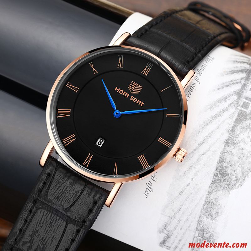 Montre Homme Tendance Le Nouveau Étanche Montre À Bracelet Mode Section Mince Rose Noir Or