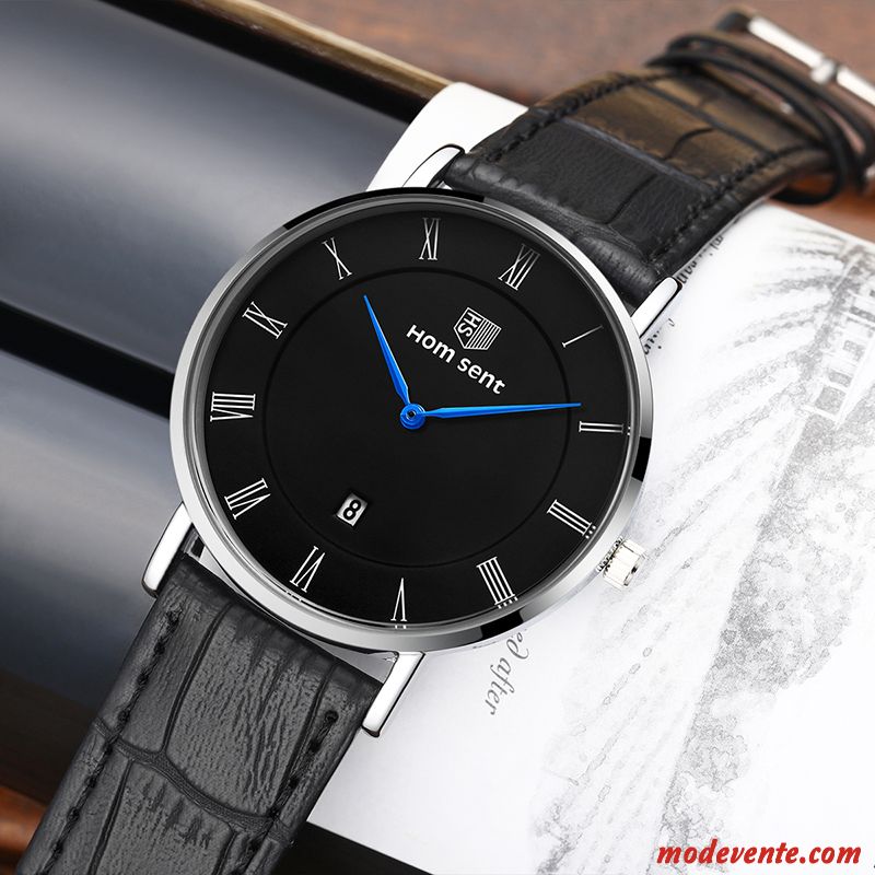 Montre Homme Tendance Le Nouveau Étanche Montre À Bracelet Mode Section Mince Rose Noir Or