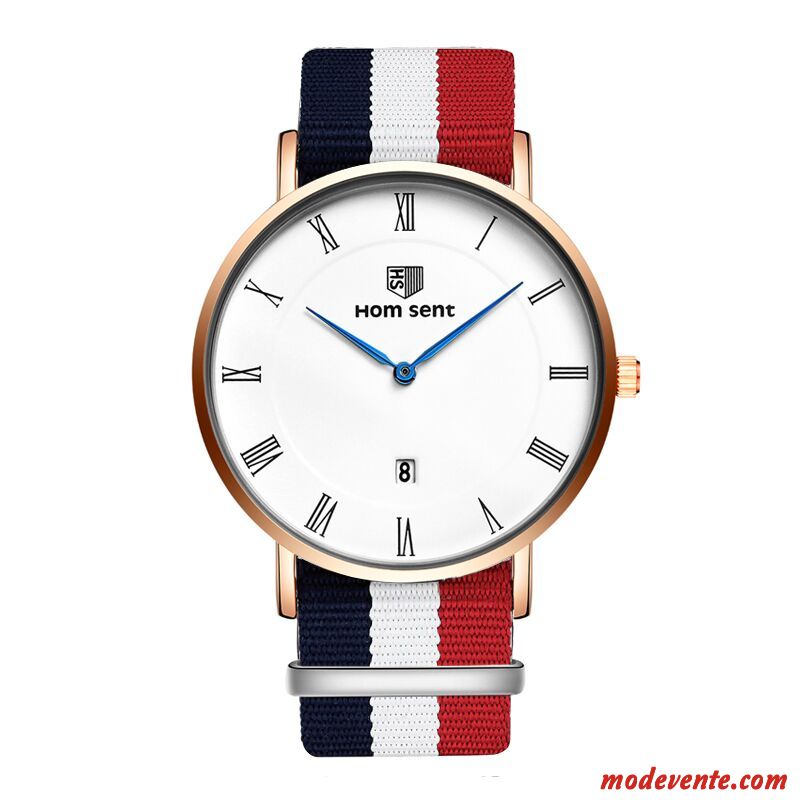 Montre Homme Tendance Le Nouveau Étanche Montre À Bracelet Mode Section Mince Rose Noir Or