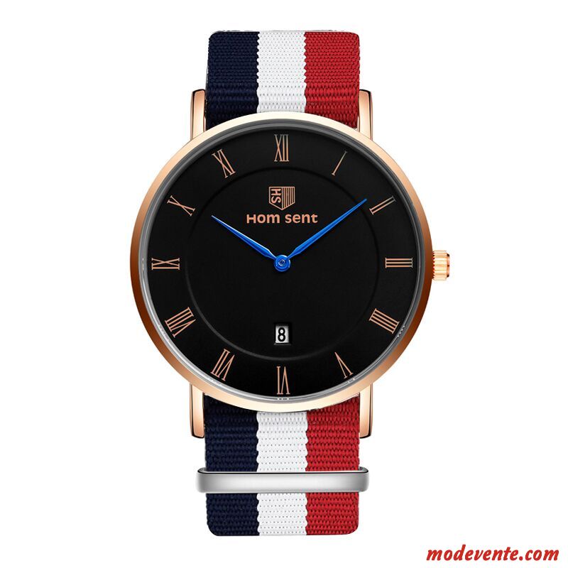 Montre Homme Tendance Le Nouveau Étanche Montre À Bracelet Mode Section Mince Rose Noir Or