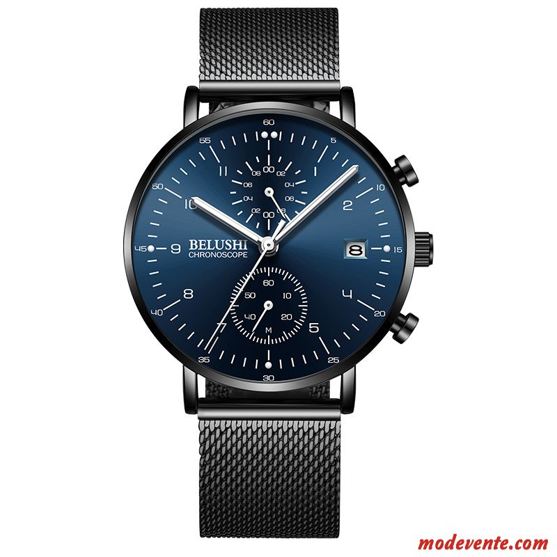 Montre Homme Tendance Mode Réseau Étudiant Sport Montre À Quartz Noir