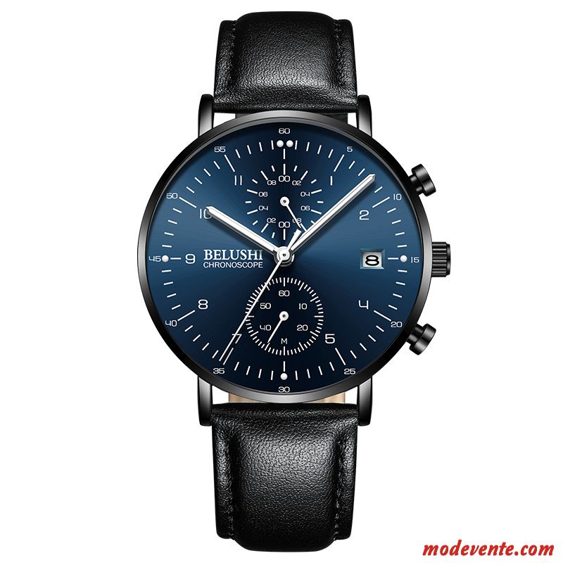 Montre Homme Tendance Mode Réseau Étudiant Sport Montre À Quartz Noir