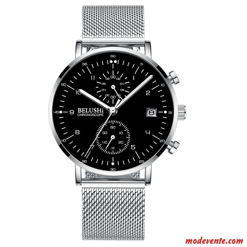 Montre Homme Tendance Mode Réseau Étudiant Sport Montre À Quartz Noir