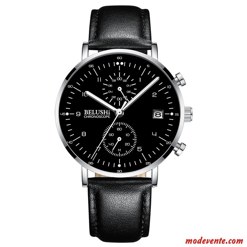 Montre Homme Tendance Mode Réseau Étudiant Sport Montre À Quartz Noir