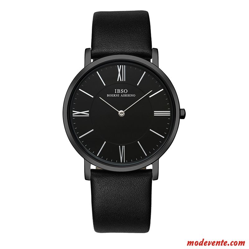 Montre Homme Tendance Mode Étudiant Simple Montre À Bracelet Personnalité Noir