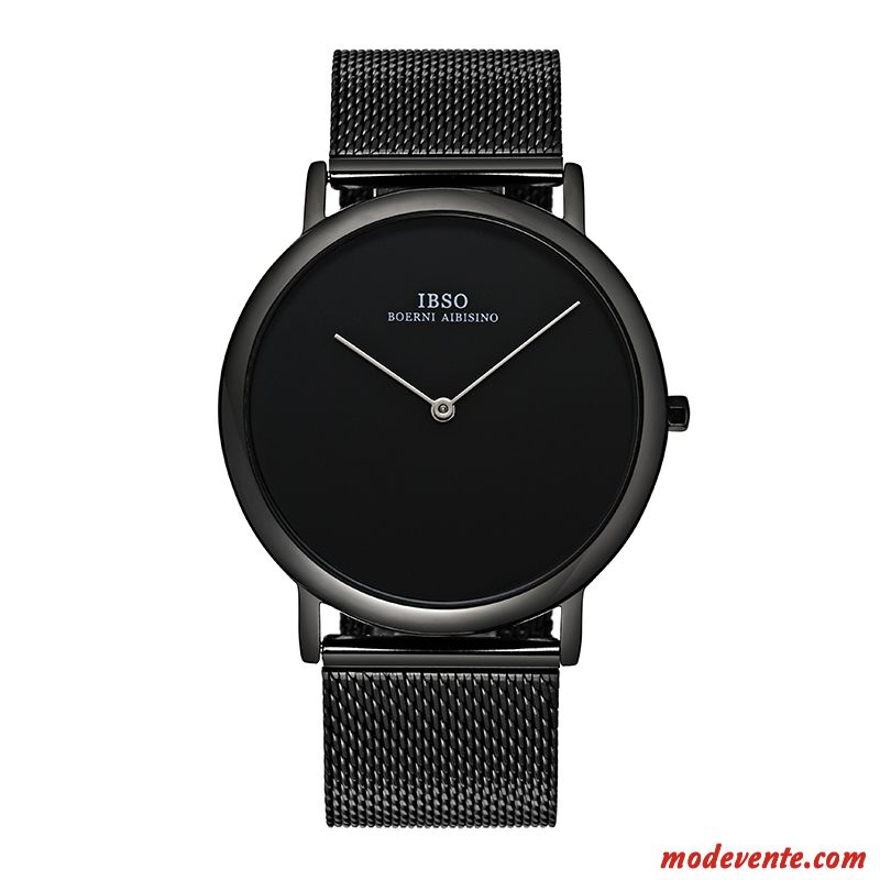 Montre Homme Tendance Mode Étudiant Simple Montre À Bracelet Personnalité Noir