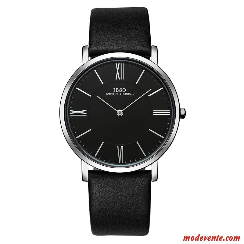 Montre Homme Tendance Mode Étudiant Simple Montre À Bracelet Personnalité Noir