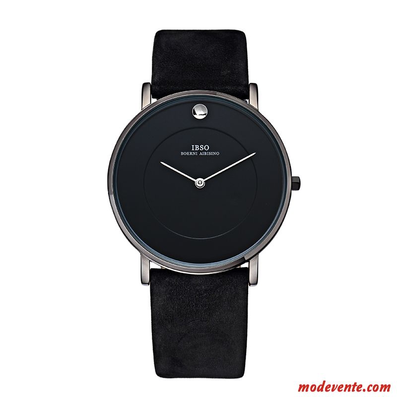 Montre Homme Tendance Mode Étudiant Simple Montre À Bracelet Personnalité Noir