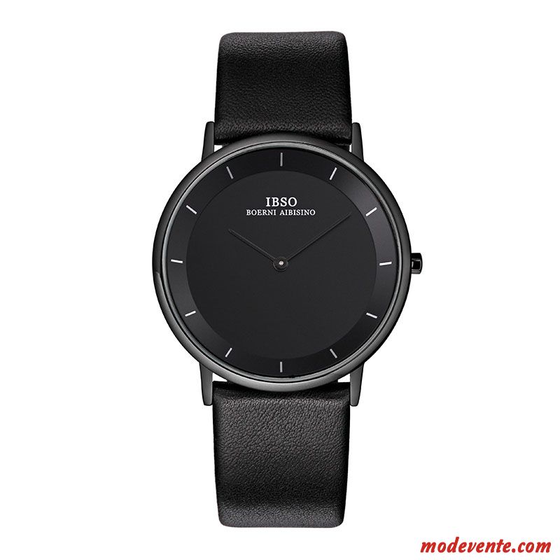 Montre Homme Tendance Mode Étudiant Simple Montre À Bracelet Personnalité Noir