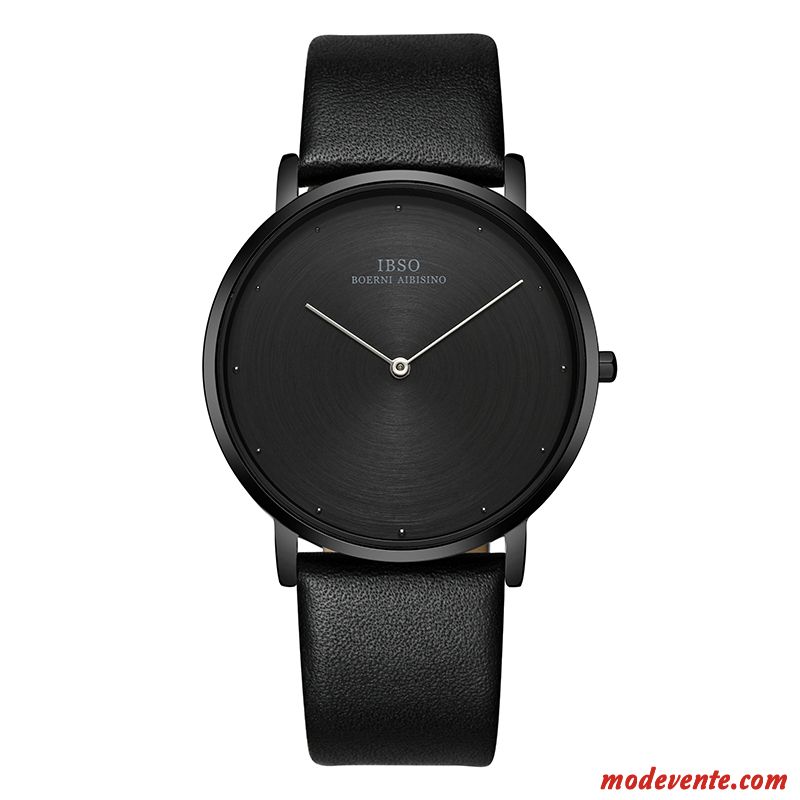 Montre Homme Tendance Mode Étudiant Simple Montre À Bracelet Personnalité Noir