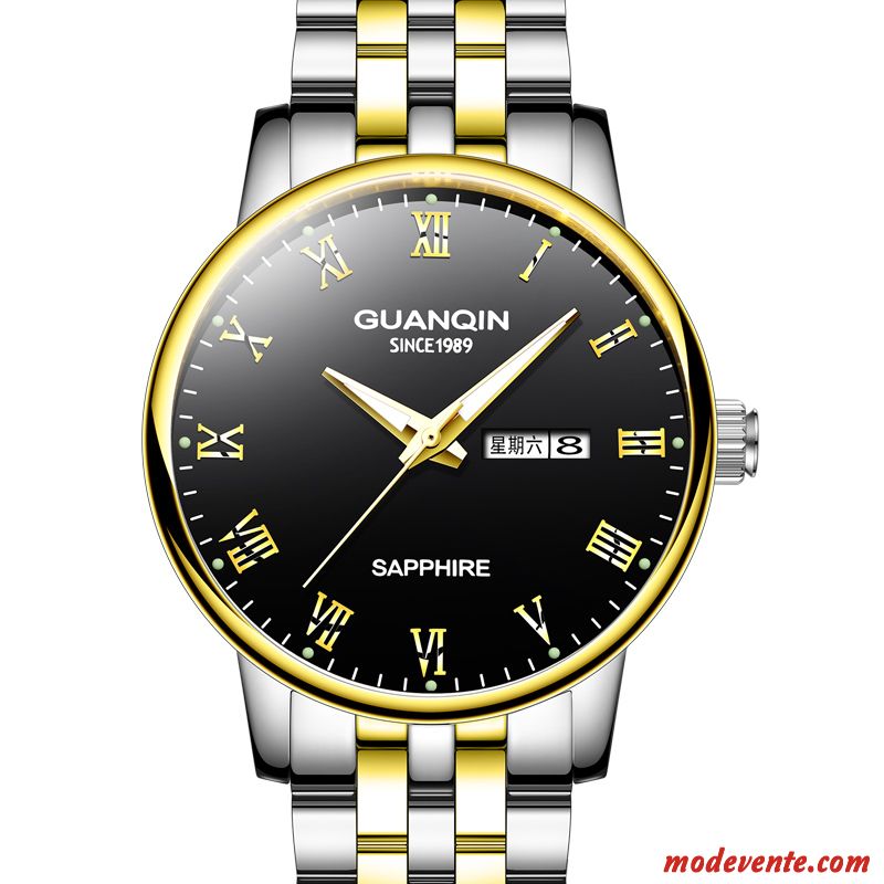 Montre Homme Tendance Montre À Quartz Montre À Bracelet Étanche Rétro Le Nouveau Noir