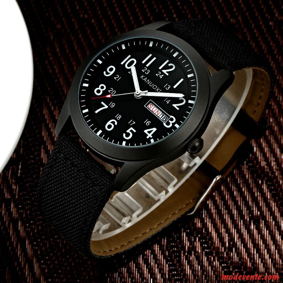Montre Homme Toile Lumineux Europe Nylon Le Nouveau Populaire Noir