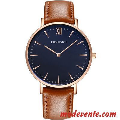 Montre Homme Étanche Authentique Tendance Personnalité Loisir Très Mince Rose Blanc Brun Or