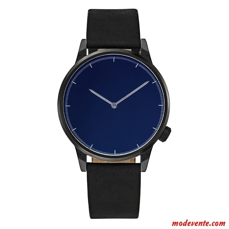 Montre Homme Étanche Montre À Quartz Étudiant Spécial Montre À Bracelet Simple Noir