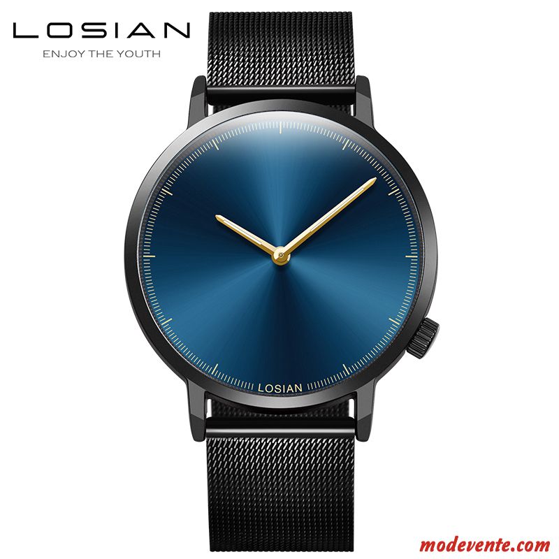 Montre Homme Étanche Simple Mode Étudiant Sport Montre À Bracelet Noir