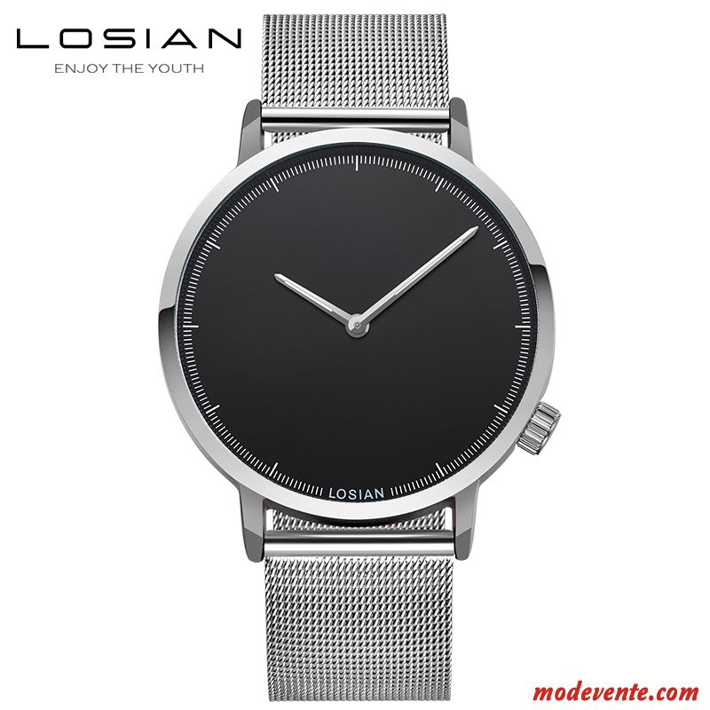 Montre Homme Étanche Simple Mode Étudiant Sport Montre À Bracelet Noir