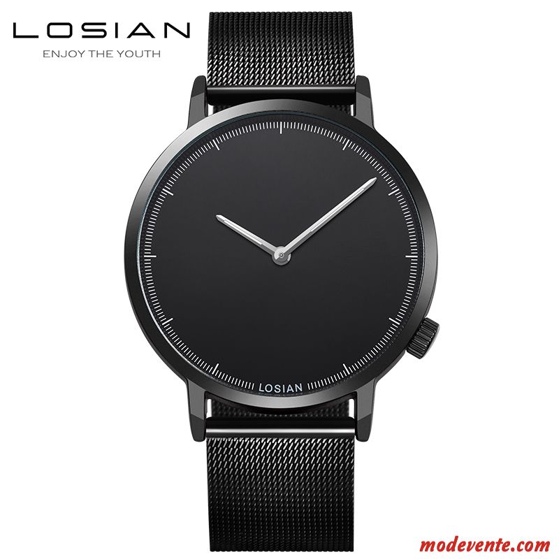 Montre Homme Étanche Simple Mode Étudiant Sport Montre À Bracelet Noir