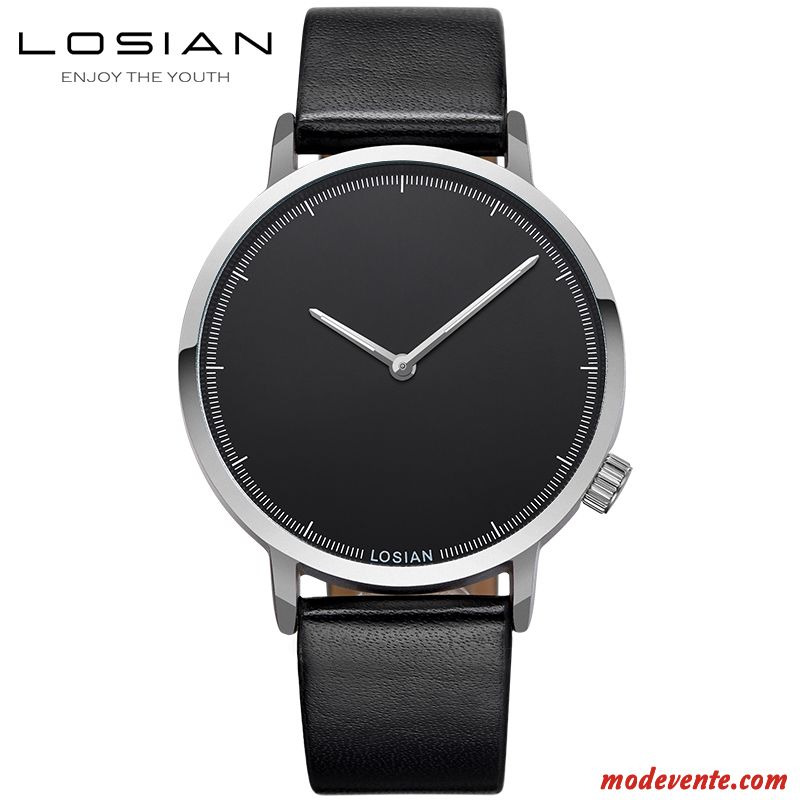 Montre Homme Étanche Simple Mode Étudiant Sport Montre À Bracelet Noir