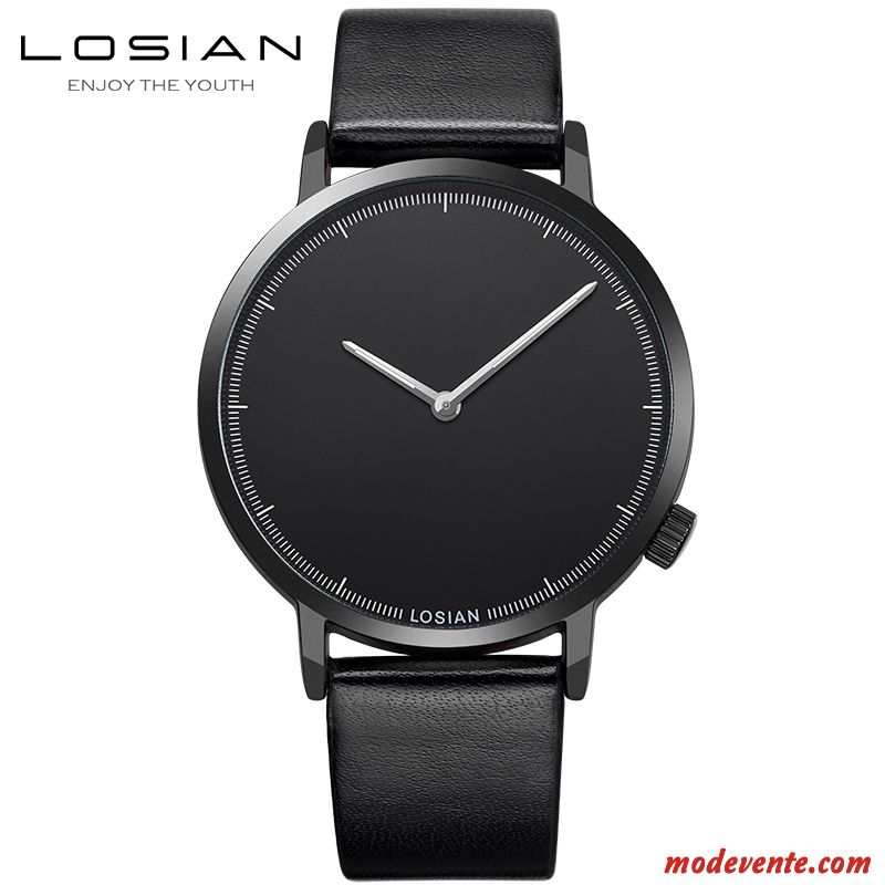 Montre Homme Étanche Simple Mode Étudiant Sport Montre À Bracelet Noir