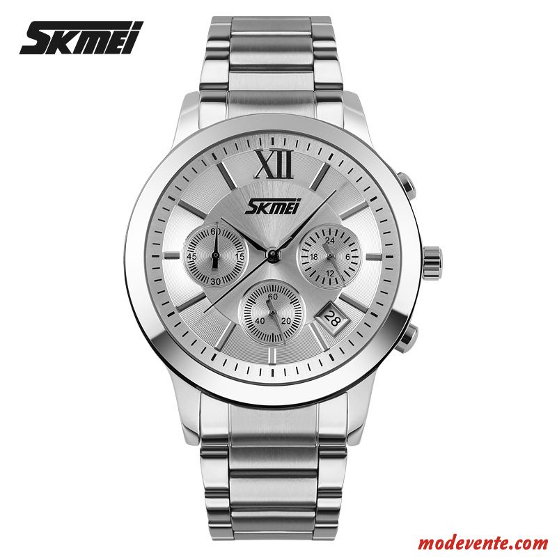 Montre Homme Étanche Tendance Authentique Ceinture Montre À Bracelet Multifonctions Noir