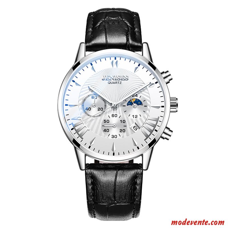 Montre Homme Étudiant Montre À Bracelet Tendance Réseau Étanche Automatique Bleu Noir Argent