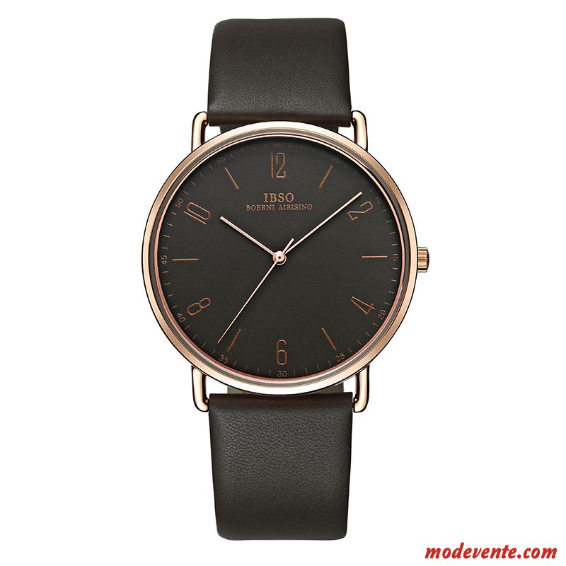 Montre Homme Étudiant Montre À Bracelet Tendance Simple Ceinture Rétro Noir