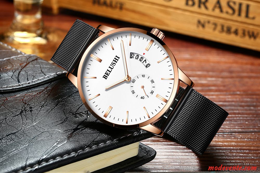 Montre Homme Étudiant Étanche Montre À Quartz Montre À Bracelet Mode Tendance Blanc Noir