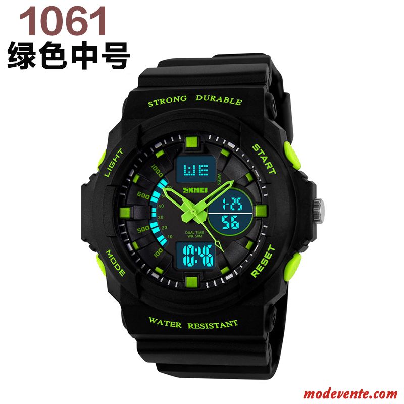 Montre Homme Étudiant Étanche Tendance Multifonctions Sport Lumineux Noir Or