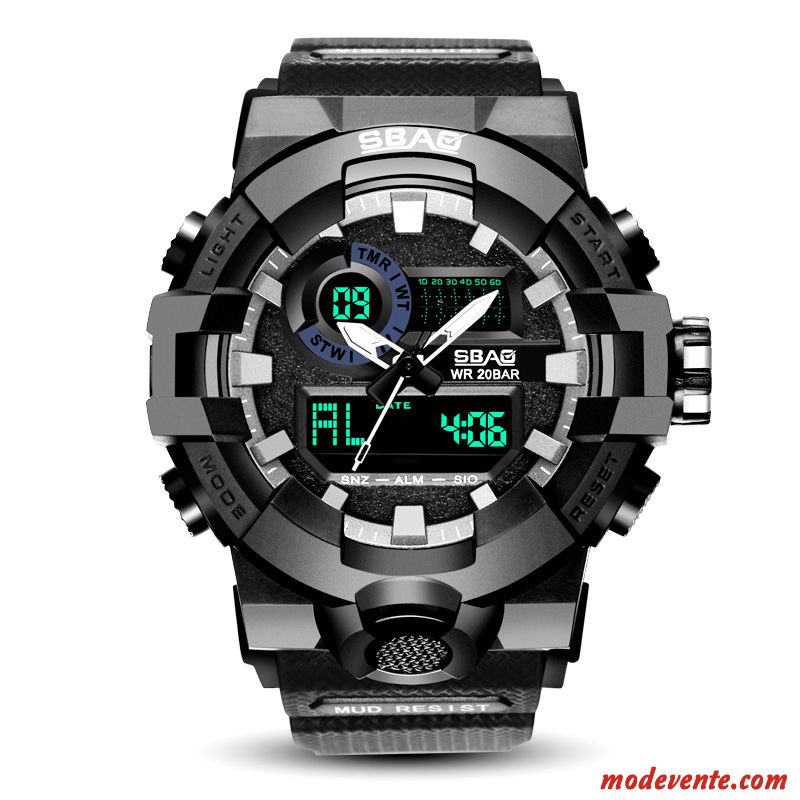 Montre Homme Étudiant Étanche Tendance Multifonctions Sport Lumineux Noir Or