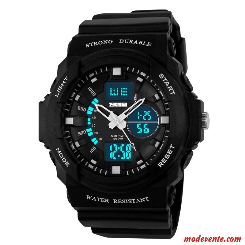 Montre Homme Étudiant Étanche Tendance Multifonctions Sport Lumineux Noir Or