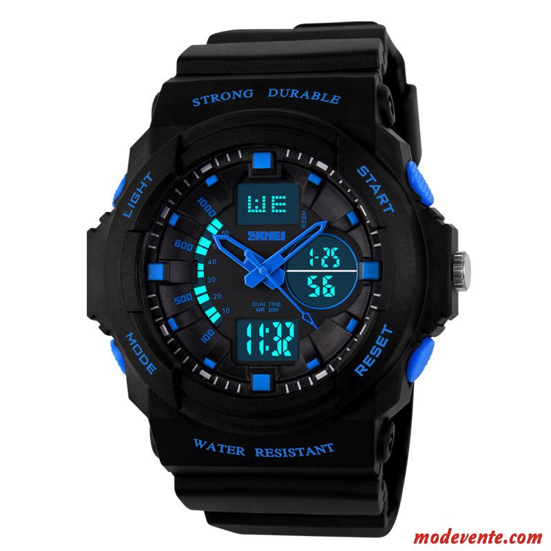 Montre Homme Étudiant Étanche Tendance Multifonctions Sport Lumineux Noir Or