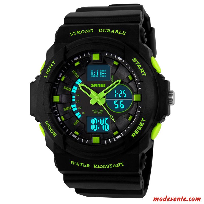 Montre Homme Étudiant Étanche Tendance Multifonctions Sport Lumineux Noir Or