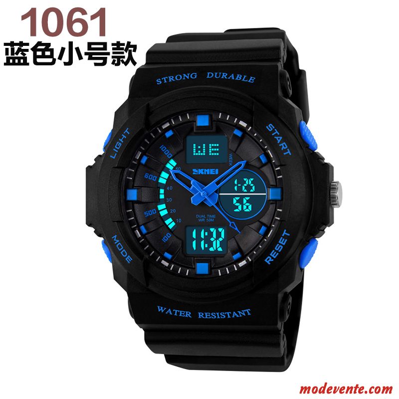 Montre Homme Étudiant Étanche Tendance Multifonctions Sport Lumineux Noir Or