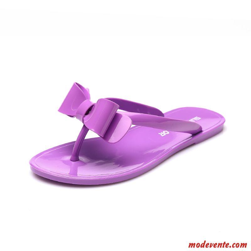 Nœud Papillon Appartement Chaussons Été Loisir Tongs Femme Peachpuff Pas Cher