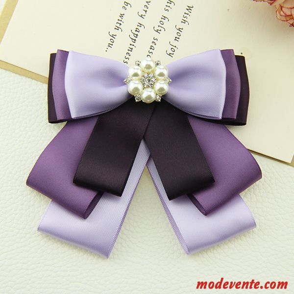 Nœud Papillon Femme Carrière Accessoires Agent De Bord Couleur Ensemble Vent De L'université Violet Argent