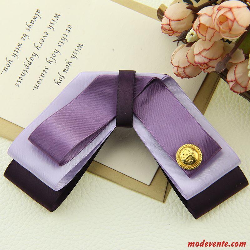 Nœud Papillon Femme Carrière Ensemble Accessoires Fleur Arc All-match Violet Argent