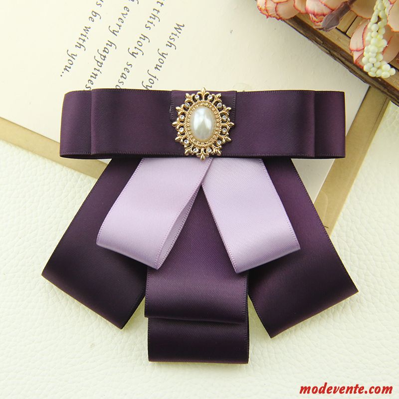 Nœud Papillon Femme Carrière Ensemble Accessoires Fleur Arc All-match Violet Argent