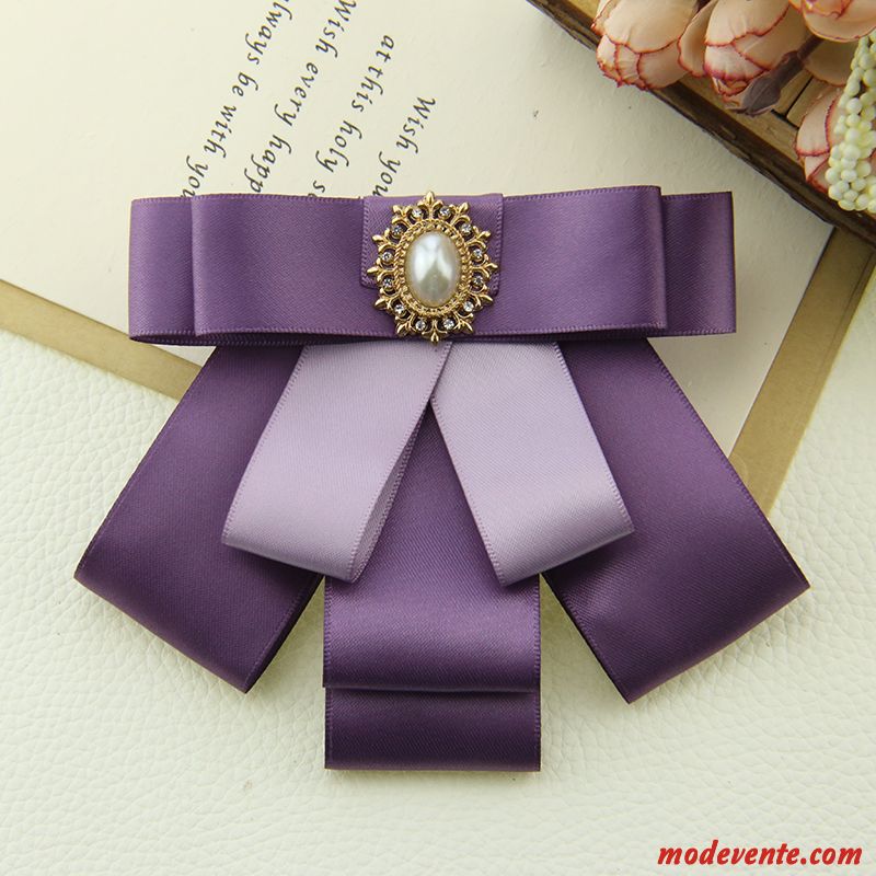 Nœud Papillon Femme Carrière Ensemble Accessoires Fleur Arc All-match Violet Argent