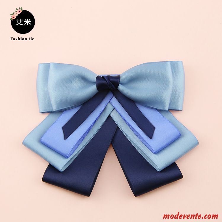 Nœud Papillon Femme Mode Ruban All-match Cravate Recevoir Des Fleurs Arc Bleu Argent