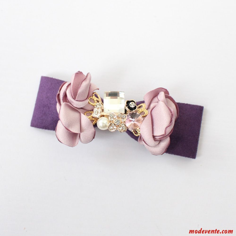 Nœud Papillon Femme Perle Pierres De Strass Broche Accessoires Gros Fleurs Violet